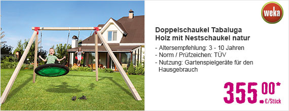 Doppelschaukel weka Tabaluga Holz mit Nestschaukel natur