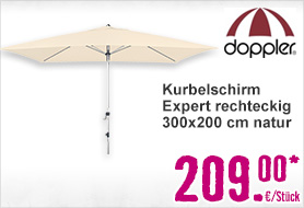 Kurbelschirm Expert rechteckig 300x200 cm natur