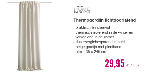 HOME FASHION Thermo gordijn met plooiband Eskimo natuur 135x245 cm | HORNBACH