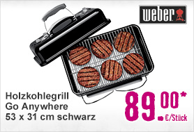 Weber Holzkohlegrill Go Anywhere 53 x 31 cm schwarz 