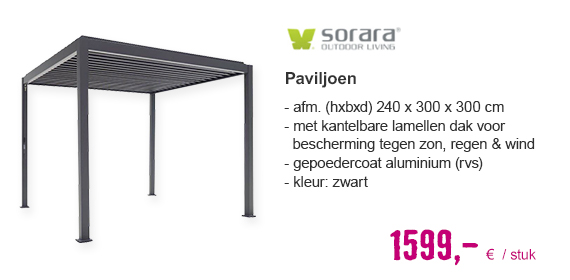 MIRADOR Paviljoen aluminium-staal zwart 300x300 cm, hoogte 240 cm | HORNBACH