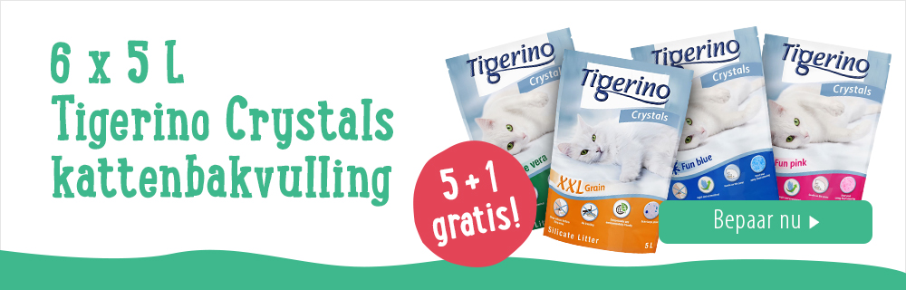 5 + 1 gratis! 6 x 5 L Tigerino Crystals