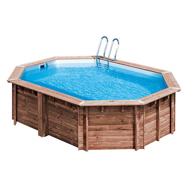 Aufstellpool Holzpool-Set oval 535x335x130 cm inkl. Sandfilteranlage, Skimmer, Leiter, Filtersand & Bodenschutzvlies Holz