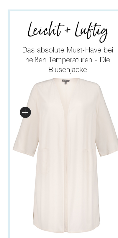 Blusenjacke, lange, offene Form, Regular, 3/4-Arm