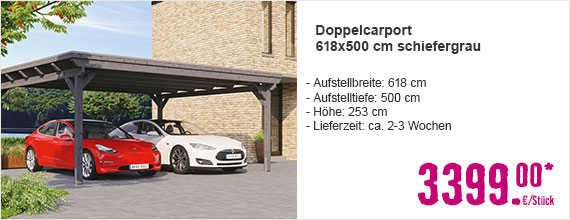 Doppelcarport Konsta 618x500 cm schiefergrau