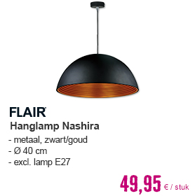 FLAIR Hanglamp Nashira Ø 40 cm zwart/goud | HORNBACH