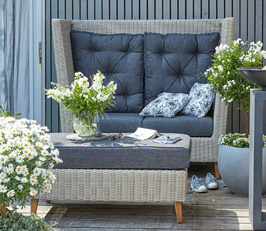 Strandkorb Sylt mit Hocker