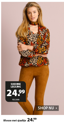 Een legging met een opvallende twist. Deze legging heeft een suedine look en is voorzien van een klein ritsje in de boord. De bruine unikleur is perfect voor het najaar en kan gemakkelijk gecombineerd worden met mooie groen en wit kleuren.