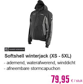 HAMMER WORKWEAR Softshell winterjack zwart/antraciet maat L