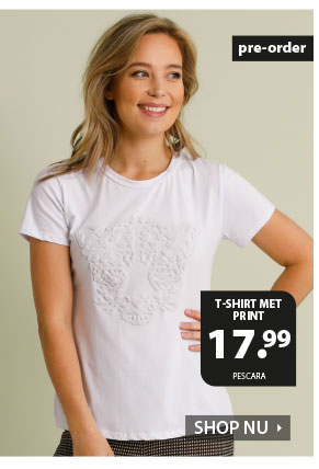 T-shirt met stoere 3d print - in zowel wit als zwart te verkrijgen..