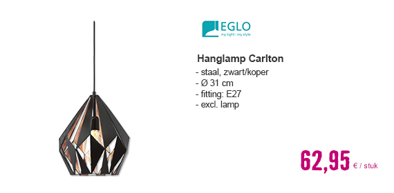 EGLO Hanglamp Carlton 1 Ø 31 cm zwart-koper | HORNBACH