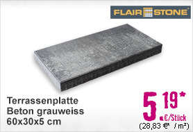 FLAIRSTONE Terrassenplatte Beton grauweiss 60x30x5 cm