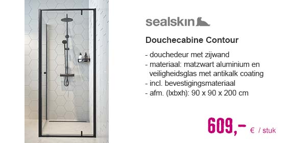 SEALSKIN Douchecabine vierkant Contour 90x200 cm zwart | HORNBACH