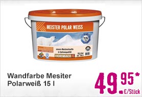 Wandfarbe Meister Polarweiß 15 l