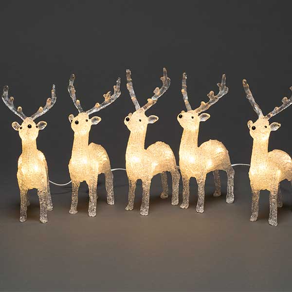 5er-Set Leuchtfigur Konstsmide LED Acryl Rentier L 4 m Lichtfarbe warmweiß