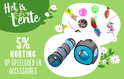 Shop katten speelgoed en accessoires met 5% korting!