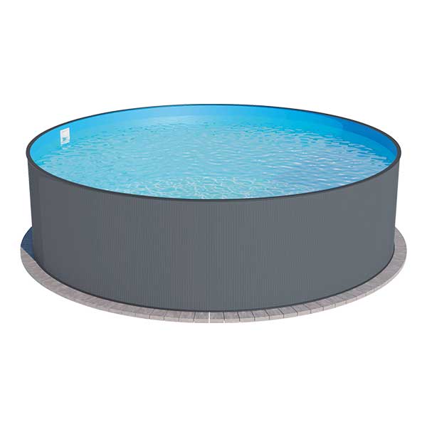 Aufstellpool Stahlwandpool-Set rund Ø 350x120 cm inkl. Sandfilteranlage, Leiter, Einbauskimmer, Filtersand & Anschlussschlauch grau