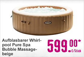 Aufblasbarer Whirlpool Pure Spa 77 128426 Bubble Massage mit integriertem Kalkschutzsystem, 120 Luftdüsen & absperrbare Thermoabdeckung beige