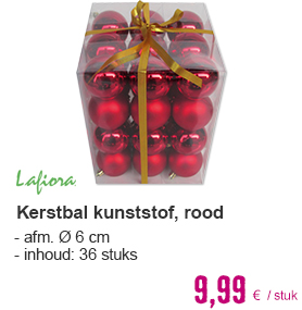 LAFIORA Kerstbal kunststof rood Ø 6 cm 36 st.