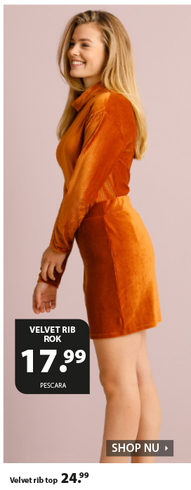 Helemaal on-trend met deze velvet rib rok. De unikleur is gemakkelijk te combineren en is perfect voor het najaar. Aangesloten model, voorzien van een elastische boord.