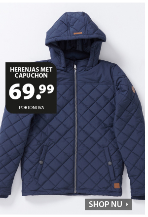 Stoere heren winterjas met doorgestikt patroon en capuchon. Deze jas zit heerlijk comfortabel en heeft een mooie pasvorm. Heuplengte model met een ritssluiting.