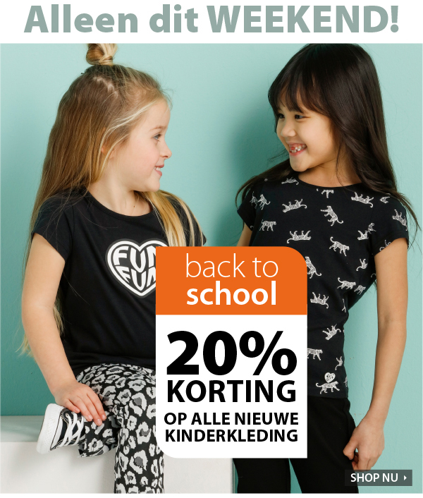 20% korting op alle nieuwe kinderkleding 