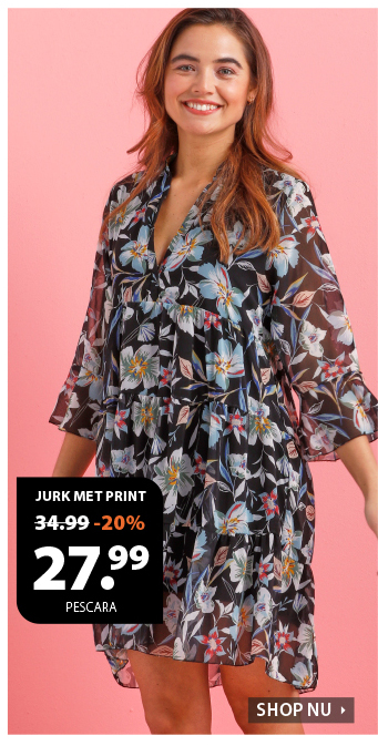 Shop deze leuke jurk met print voor maar 27,99 euro!