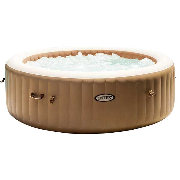 Aufblasbarer Whirlpool Intex Pure Spa 77 128426 Bubble Massage beige Ø 196 x 71 cm integriertes Kalkschutzsystem 120 Luftdüsen inkl. Thermoabdeckung