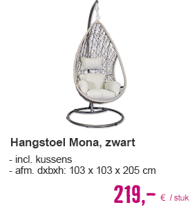 Hangstoel Mona zwart met kussens | HORNBACH