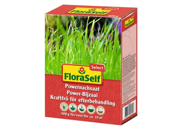 Nachsaat- & Reparaturrasen FloraSelf Select Powernachsaat umhüllt 0,5 kg / 15 m² DE/NL/SE