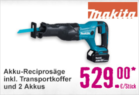 Akku-Reciprosäge Makita DJR186RTE inkl. 2 Akkus und Transportkoffer