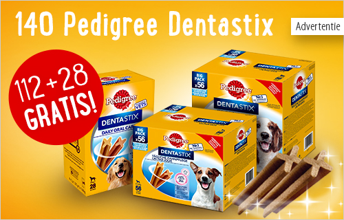 112 + 28 gratis! 140 x Pedigree Dentastix