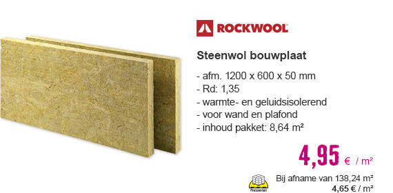 ROCKWOOL Steenwol RockSono Base bouwplaat Rd 1,35 1200x600x50 mm | HORNBACH