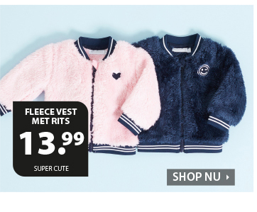 Fluffy vest met rits in de kleuren blauw of roze