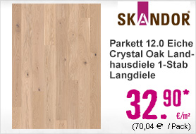 Parkett Skandor 12.0 Eiche Crystal Oak Landhausdiele 1-Stab Langdiele