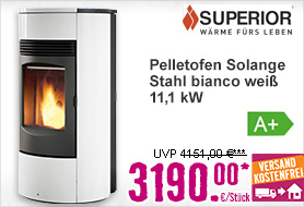 Pelletofen Superior Solange Stahl bianco weiß 11,1 kW