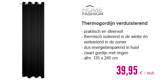 HOME FASHION Verduisterend thermo gordijn met ringen zwart 135x245 cm | HORNBACH
