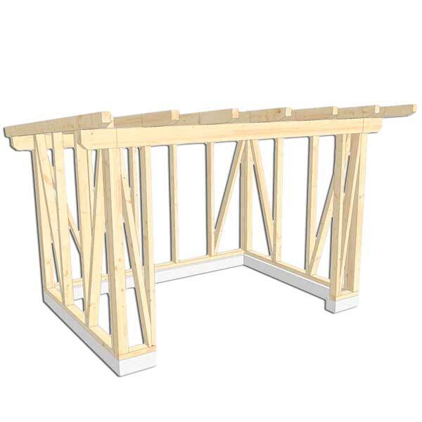 Holzkonstruktion Holzriegelbau Pultdach 300x400 cm