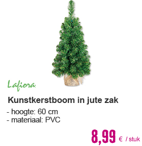 LAFIORA Kunstkerstboom in jute zak H 60 cm