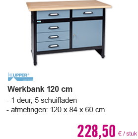 KÜPPER Werkbank 120 cm zilver-zwart (1 deur, 5 laden)