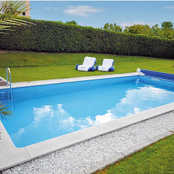 Einbaupool Styropor-Pool-Set Kwad All in 600x300x150 cm inkl. Sandfilteranlage,Skimmer, Leiter, Filtersand, Wand- und Bodenschutzvlies & Verrohrungsset weiß