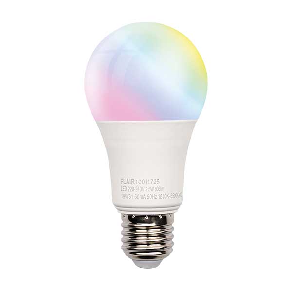 FLAIR Viyu Leuchtmittel E27 mit Repeaterfunktion A60 RGB E27/9,5W(60W) 806 lm 1800-6500 K warmweiß-tageslichtweiß - Kompatibel mit SMART HOME by hornbach