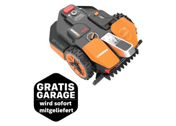 Mähroboter WORX Vision Landroid M600 drahtlos mit Gratis-Garage gleich bei Onlinebestellung mitgeliefert oder bei Kauf im Markt mitnehmen