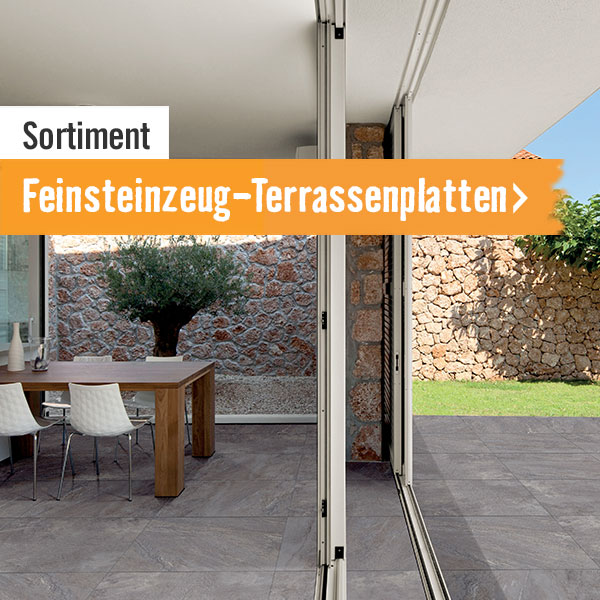 Sortiment Feinsteinzeug-Terrassenplatten