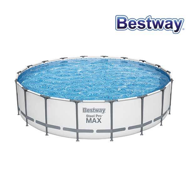 Aufstellpool Framepool-Set Bestway Steel Pro MAX™ rund Ø 549x122 cm inkl. Kartuschenfilteranlage & Leiter grau