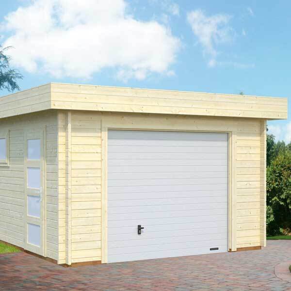 Einzelgarage Palmako Rasmus 19,0 m² mit Sektionaltor 360 x 550 cm natur