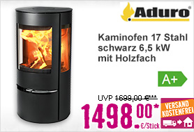 Kaminofen Aduro 17 Stahl schwarz 6,5 kW mit Holzfach