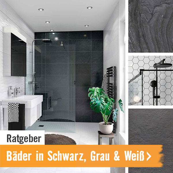 Bäder in Schwarz, Grau und Weiß