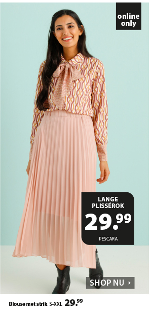 Lange plisse rok voor 29,99 euro