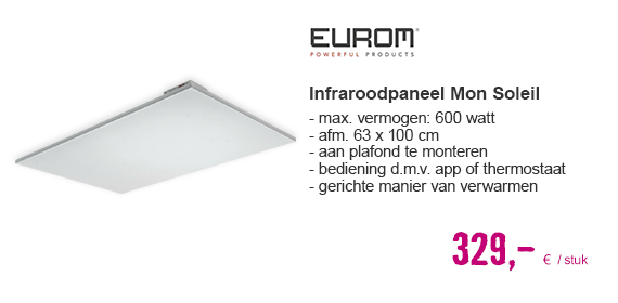 EUROM Infraroodpaneel Plafond Mon Soleil 600 Watt met WiFi | HORNBACH